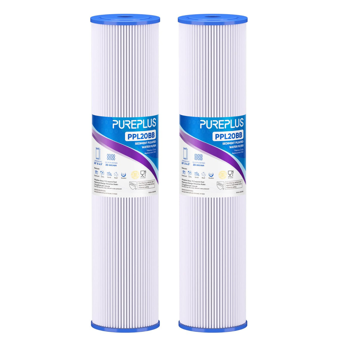 PUREPLUS 20x4.5-inch pleated sediment filter reduces sediment in well water