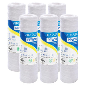 PUREPLUS 5-micron filter cartridge showing dense media for sediment reduction.
