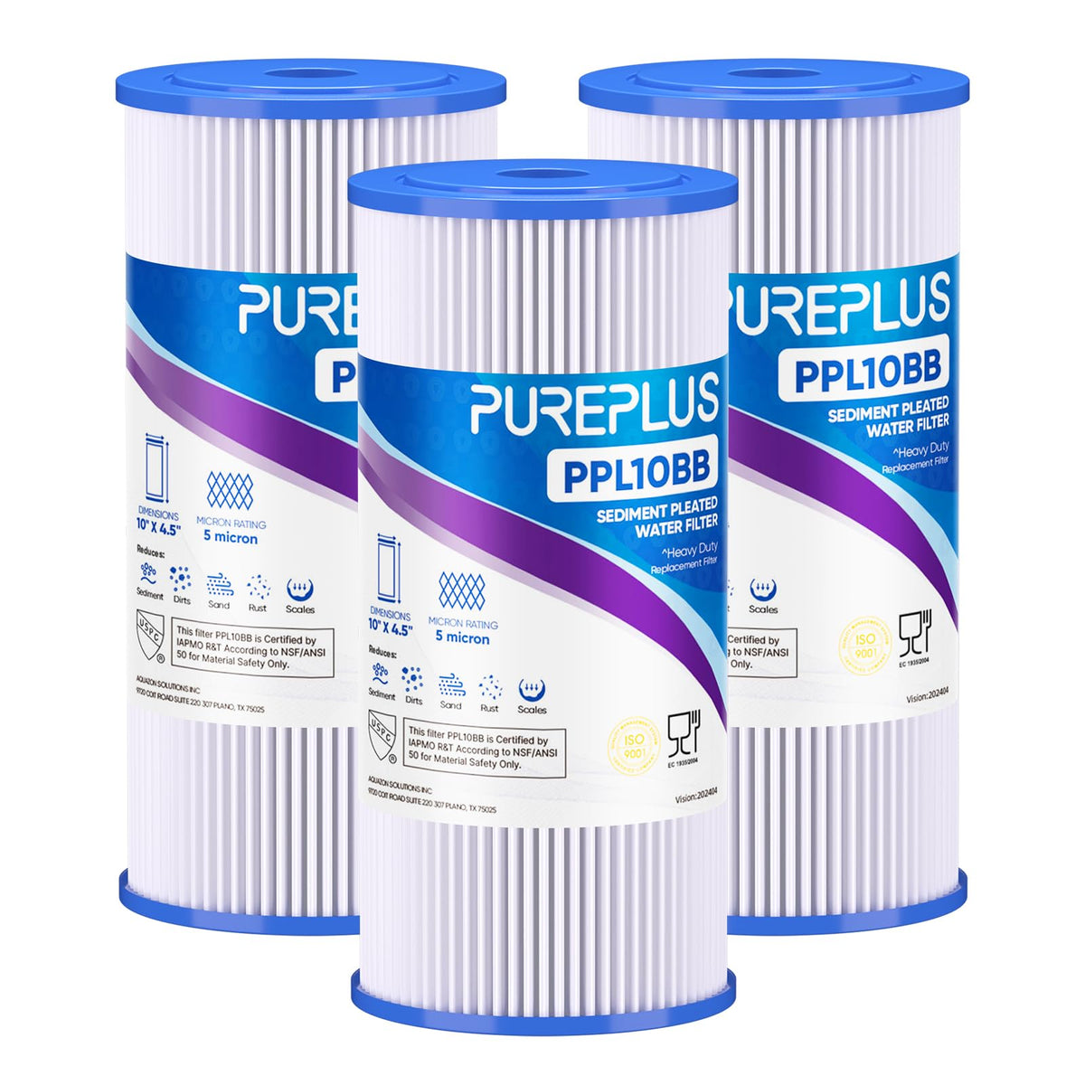 PUREPLUS 5-micron pleated filter 10x4.5 in action removes sediment from well water