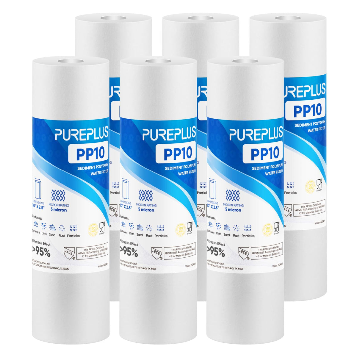 PUREPLUS 5-micron filter cartridge for 10x2.5 inch RO units improves sediment removal