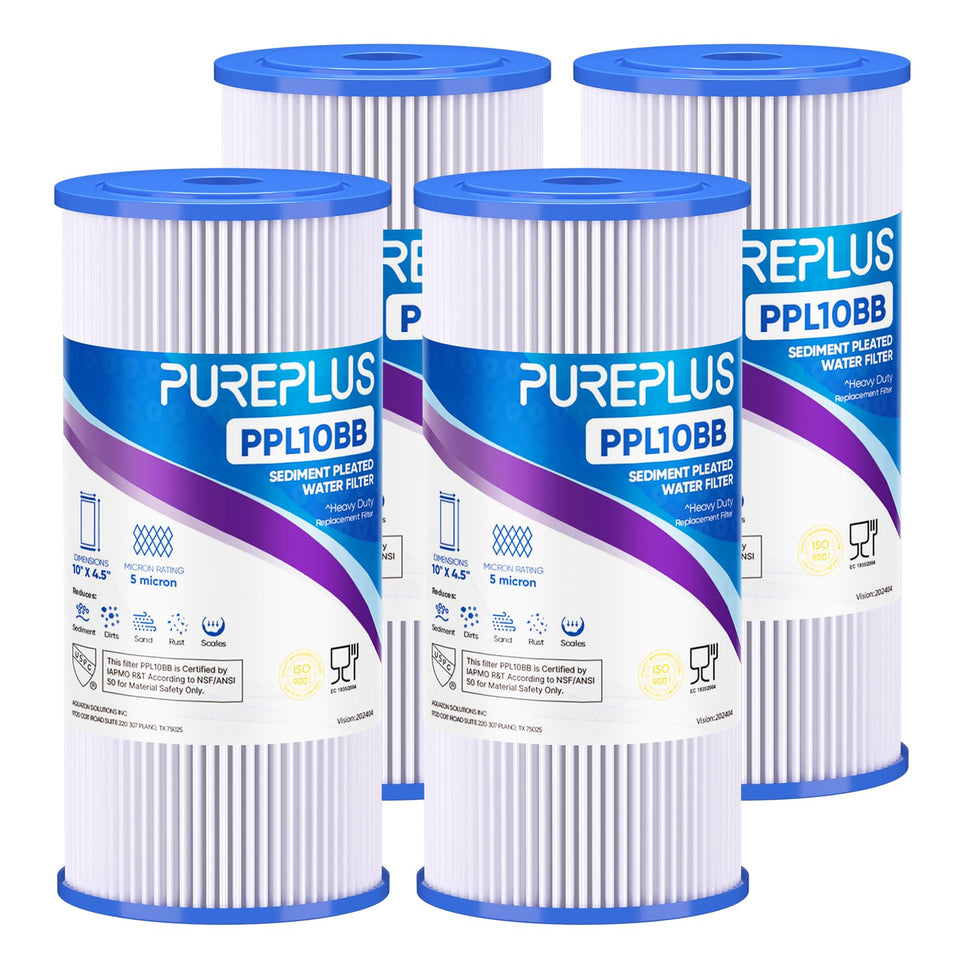PUREPLUS 5 micron pleated sediment filter for 10in x 4.5in housings improves water clarity