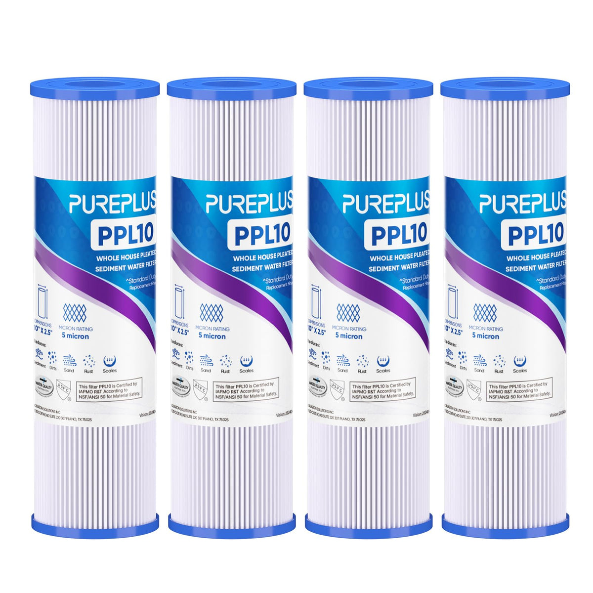 PUREPLUS 5-micron sediment filter for 10x2.5 inch housing improves water clarity