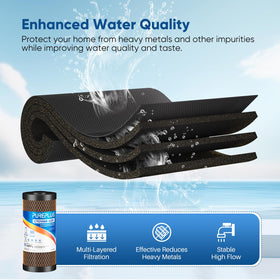 PUREPLUS cartridge reducing chlorine taste and odors for cleaner water.