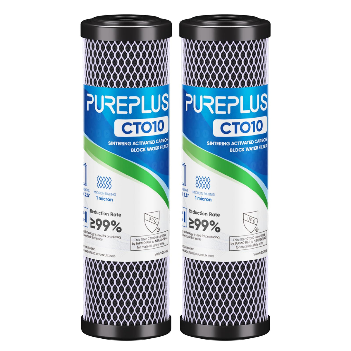 PUREPLUS CTO filter 1-micron 10-inch focuses on chlorine removal for better-tasting water.