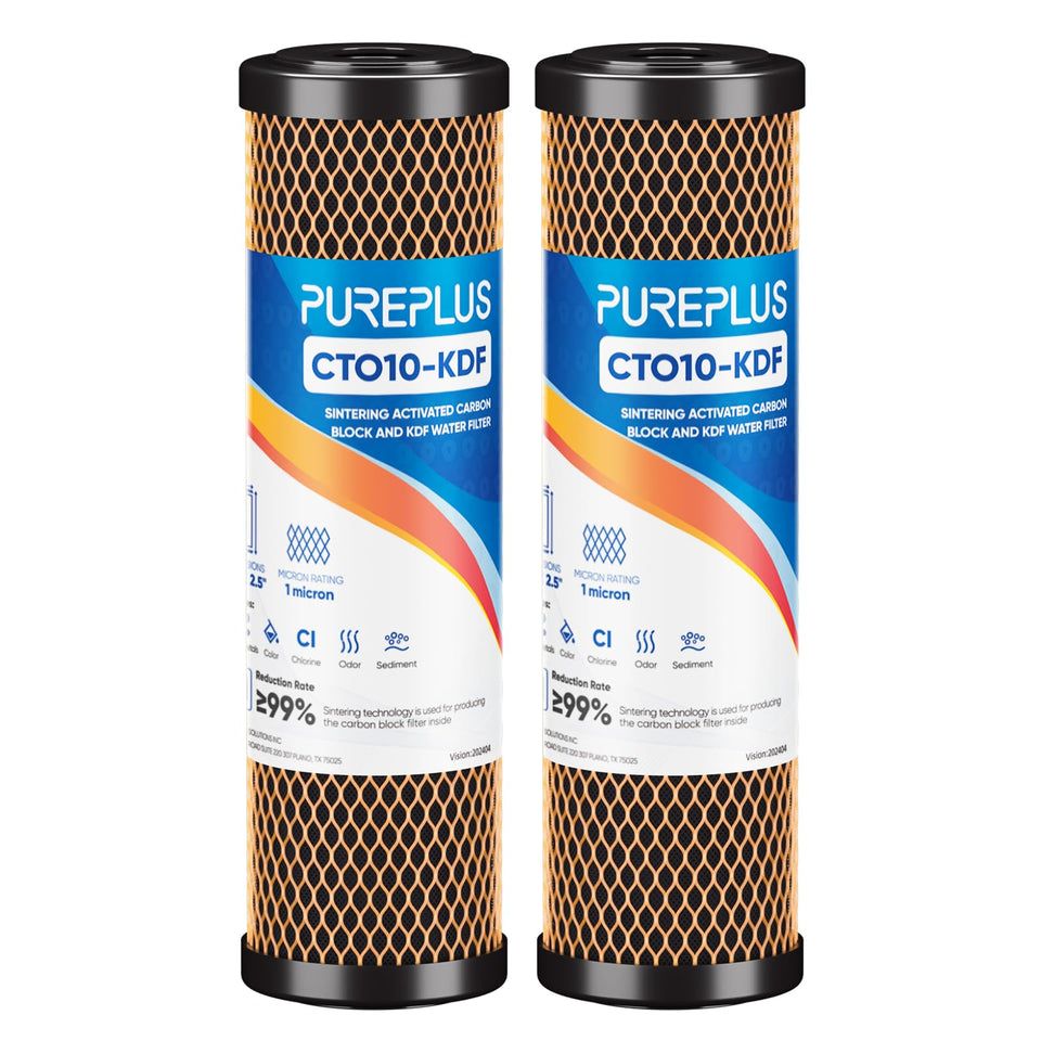 PurePlus 1-micron CTO filter close-up for finer filtration and cleaner water.