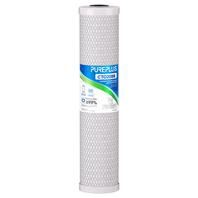 PUREPLUS CTO20BB filter package ready for clean tap water.