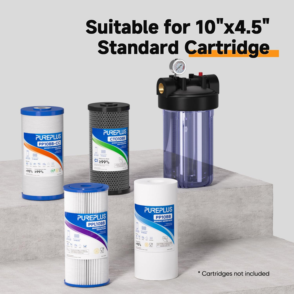 PurePlus food-grade polypropylene body ensuring safe, durable housing