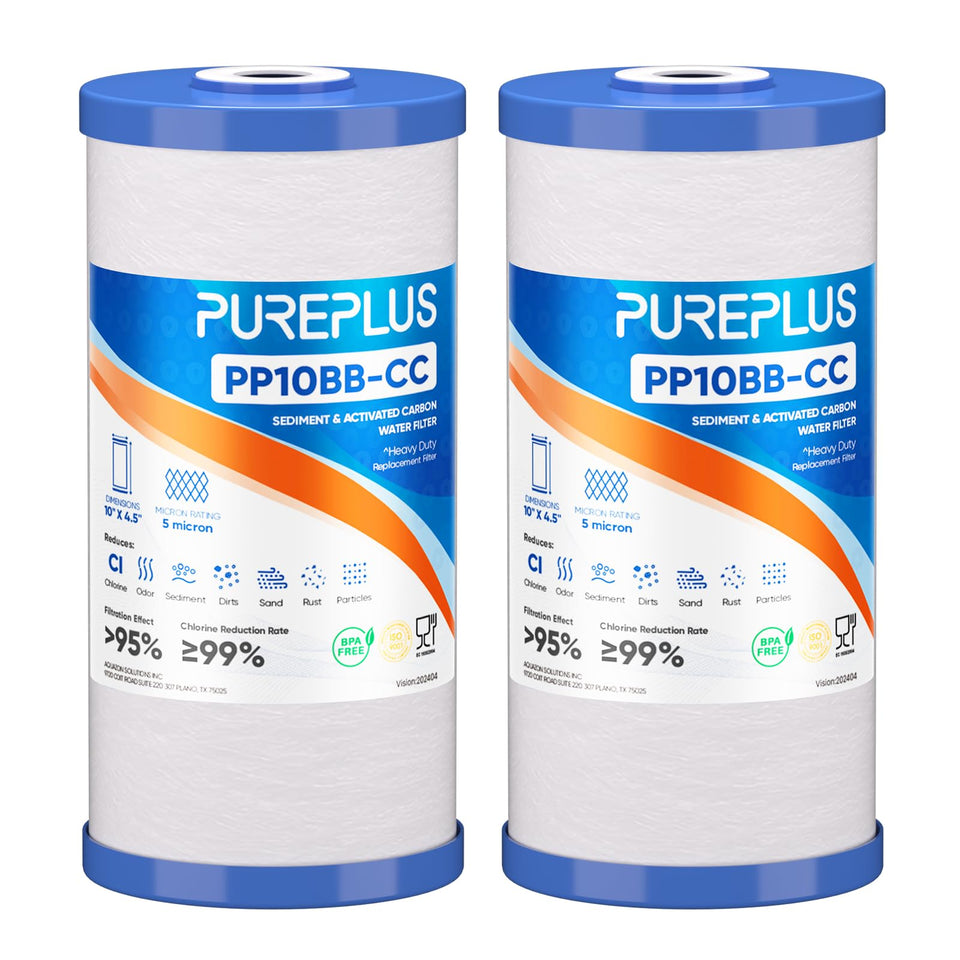 PUREPLUS 5-micron 10x4.5 front view, compact design for quick installation.