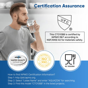 PUREPLUS IAMPO/NSF 42 certification badge on filter