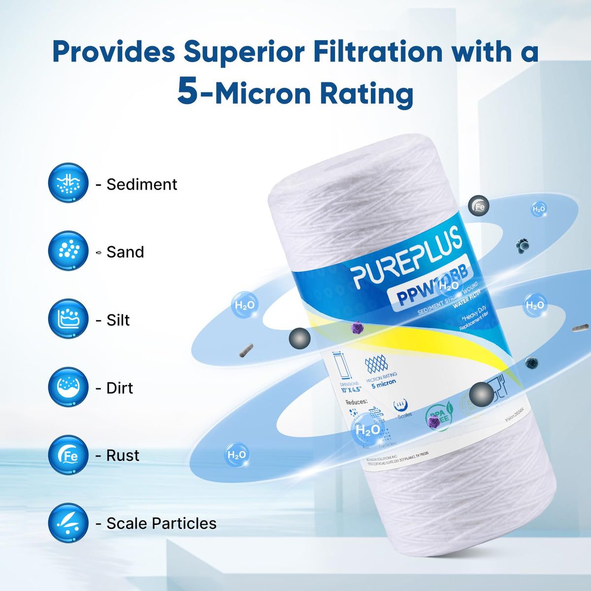 PUREPLUS installation guide illustrating easy swap in standard housings