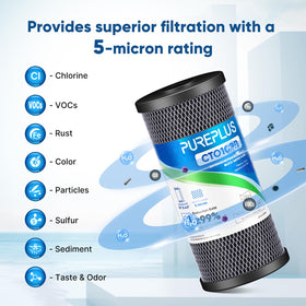 PUREPLUS ISO 9001 quality control stamp on filter cartridge.