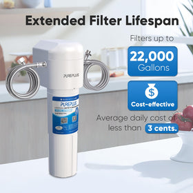 PurePlus NSF 42 certified filter demonstrates reliable chlorine and odor reduction.