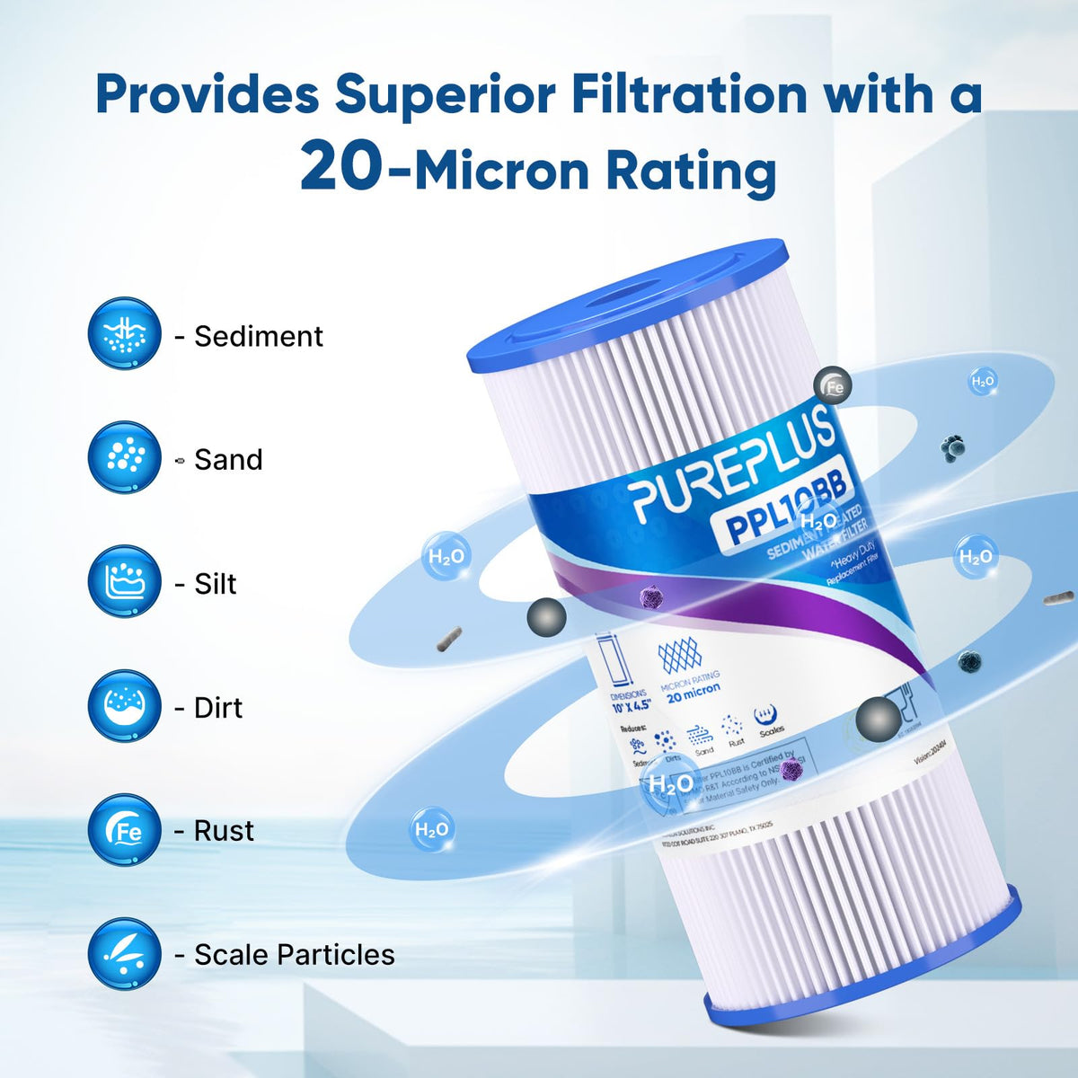 PUREPLUS pleated filter surface area detail illustrating higher filtration efficiency.