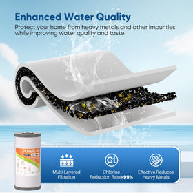 PurePlus PP composite filter layers detail showing sediment and carbon removal
