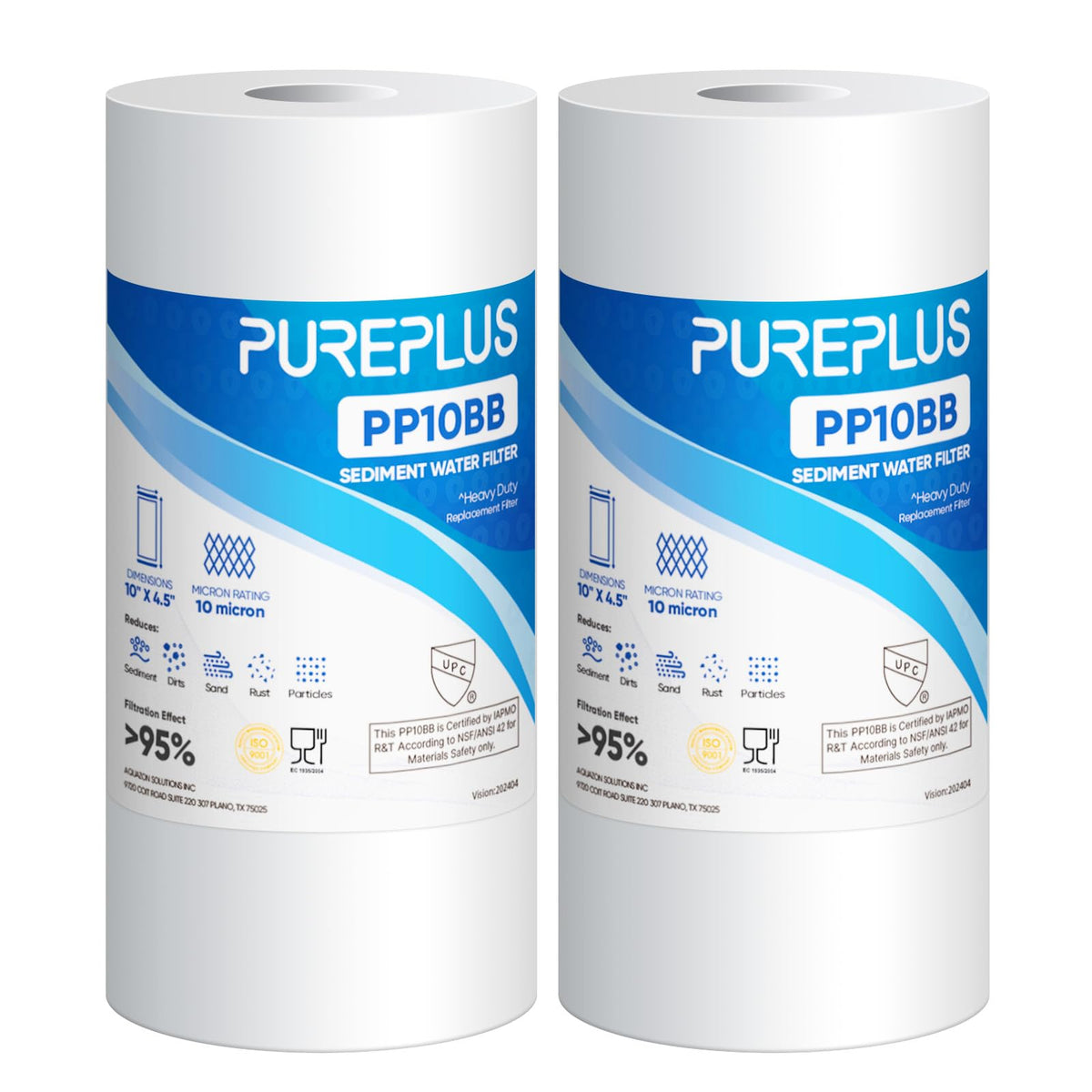 PUREPLUS PP10BB sediment filter in 10x4.5 inch size for cleaner home water