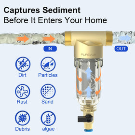 Purevua PSF1 transparent housing highlights sediment buildup for proactive maintenance.