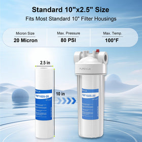 Purevua universal 10x2.5in filter fits most housings for pre-filter use