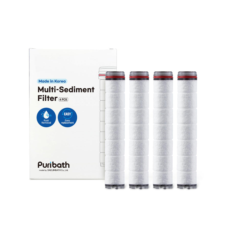 Puribath 4-pack shower filter replacement cartridges for chlorine reduction in handheld showers.