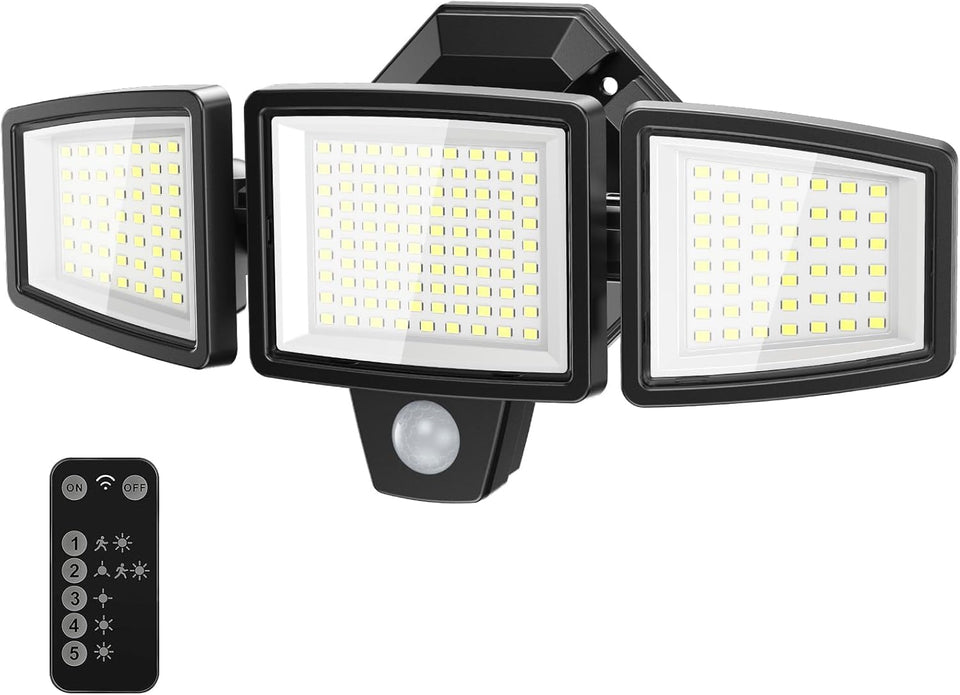 PURICH 3-head LED security light enhances entryway visibility with motion sensing