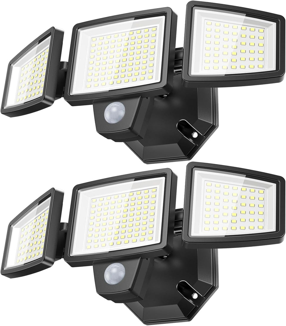 PURICH LED Security Lights with three heads illuminating a wide entryway for safety