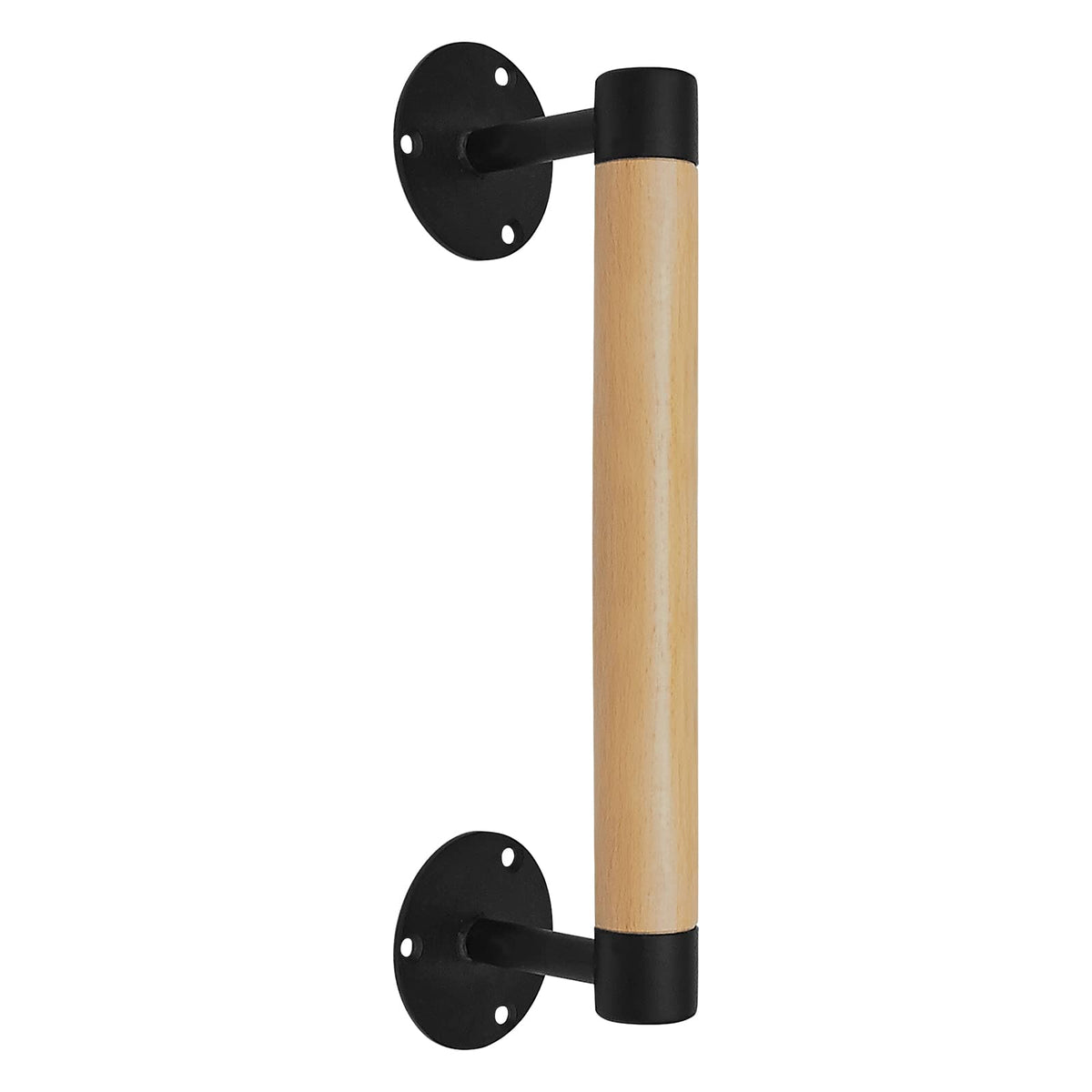 Purife beech wood handrail with black brackets provides durable support