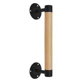 Purife beech wood handrail with black brackets provides durable support