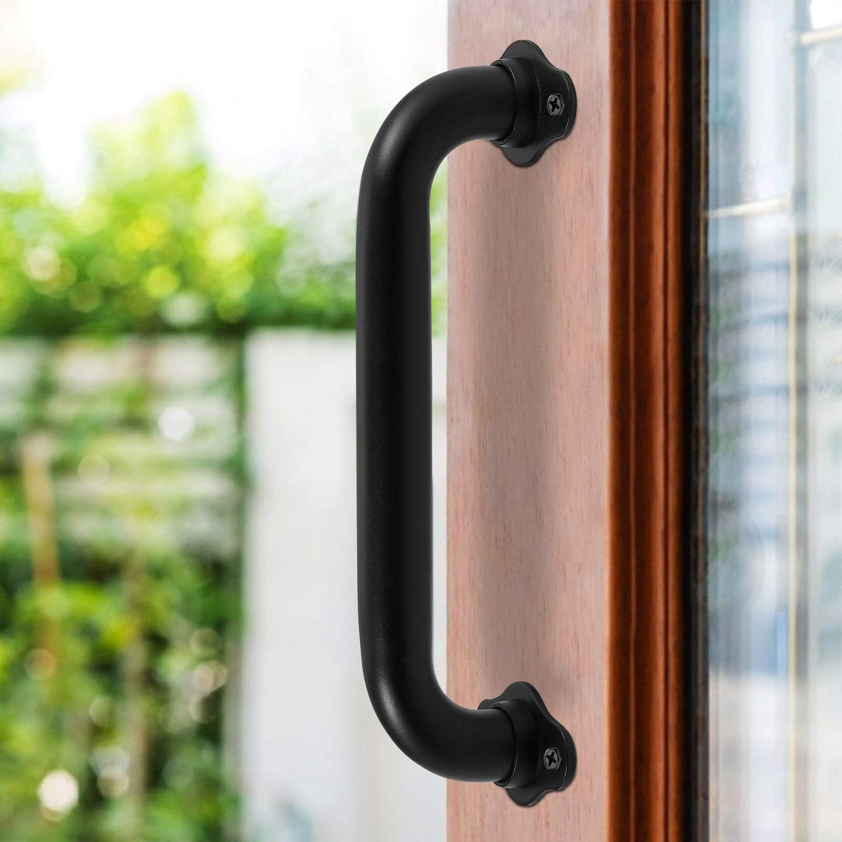 Purife matte black stair rail adds modern style and sturdy support.