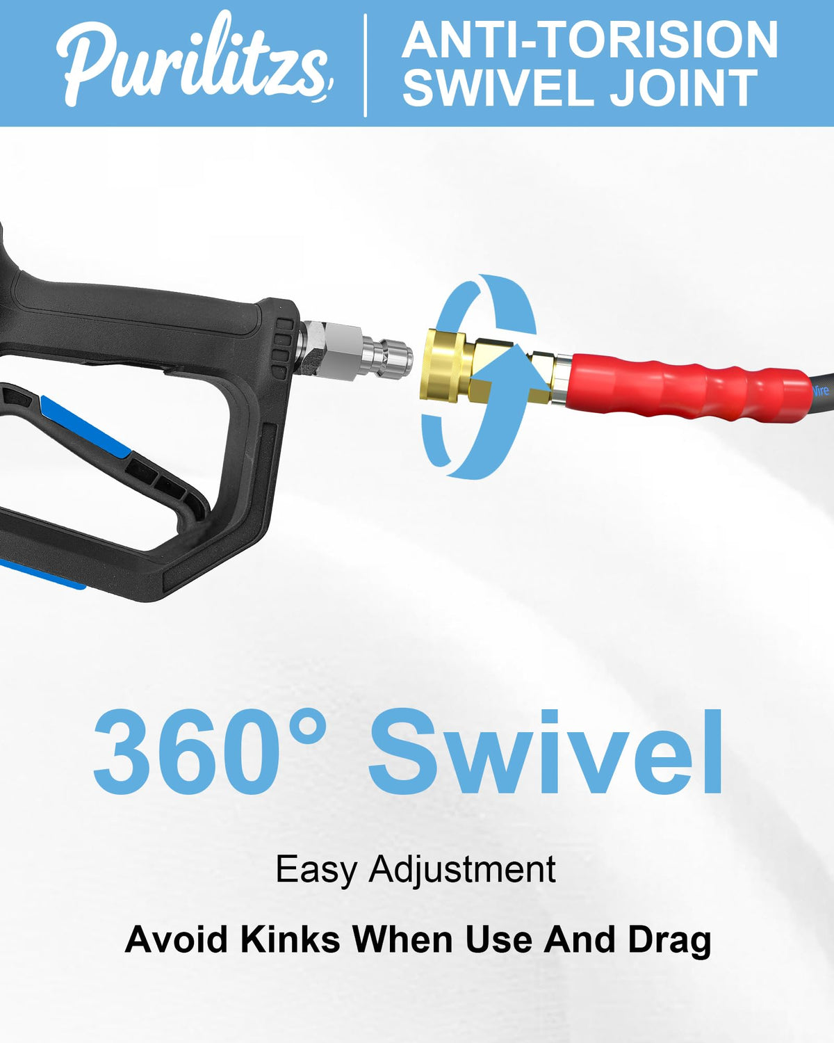Purilitzs 3/8-inch diameter hose stretched for heavy-duty washing