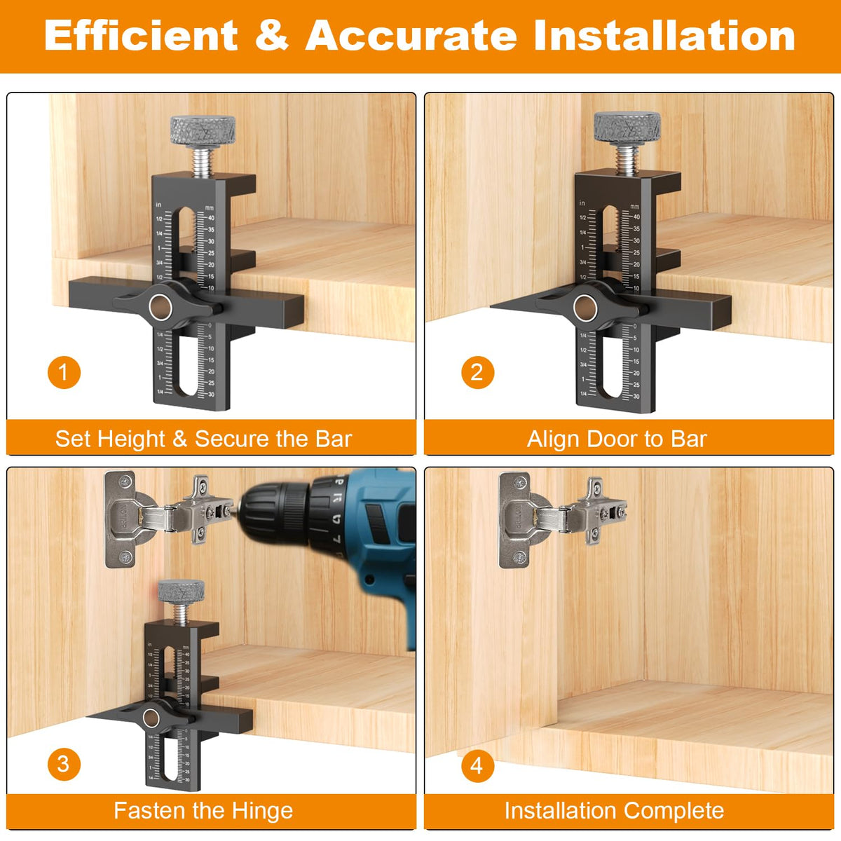 Puriwood adjustable cabinet door positioner aligning hinge height quickly