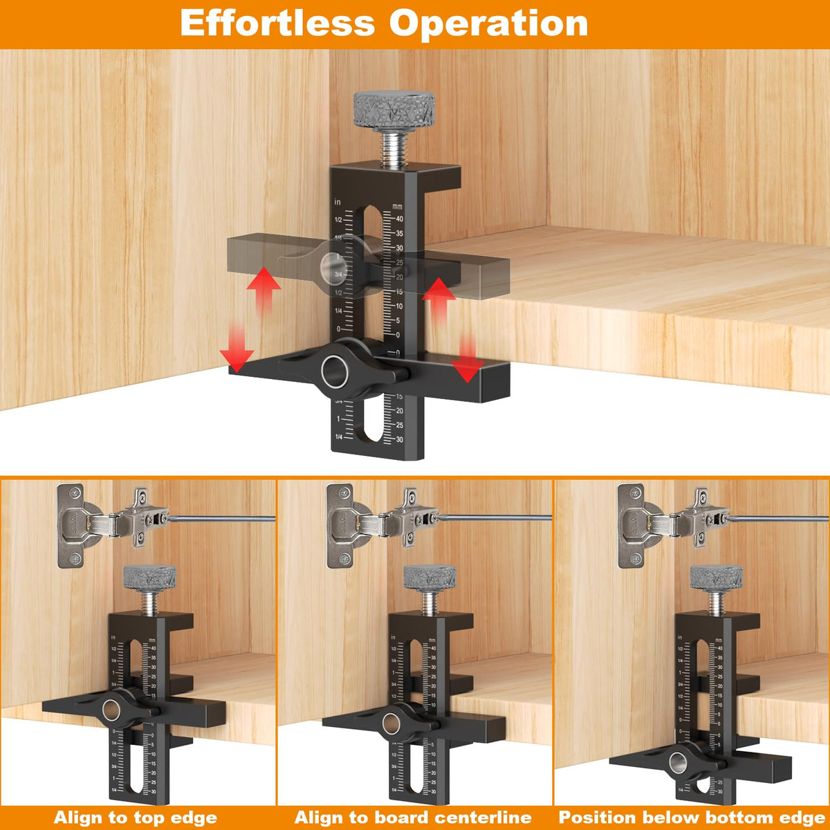 Puriwood quick-release edge positioner pin for fast alignment