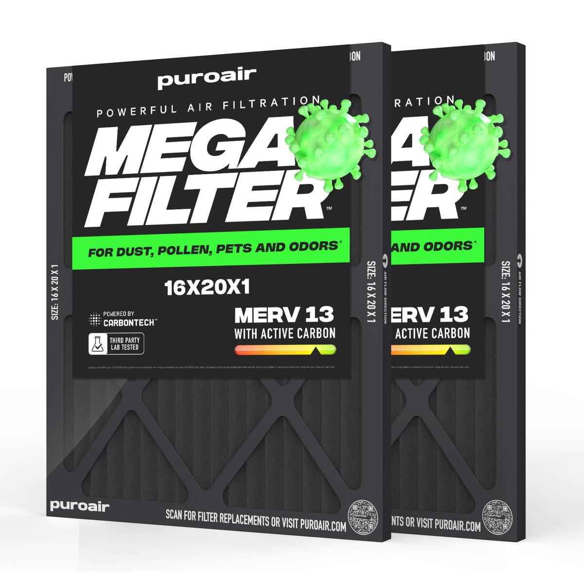 PuroAir MegaFilter fits 16x20x1 slots for a secure, precise installation.