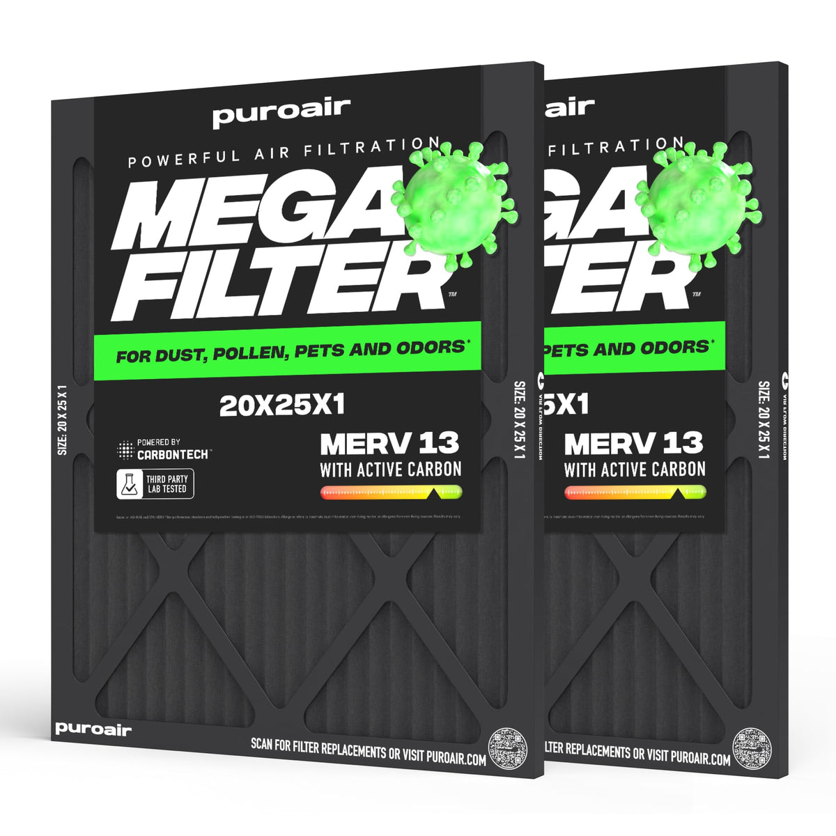PuroAir MegaFilter 20x25x1 fit ensures a snug replacement for compatible HVAC systems.