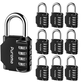 Puroma 10-pack padlock front view, showcasing durable zinc alloy security.