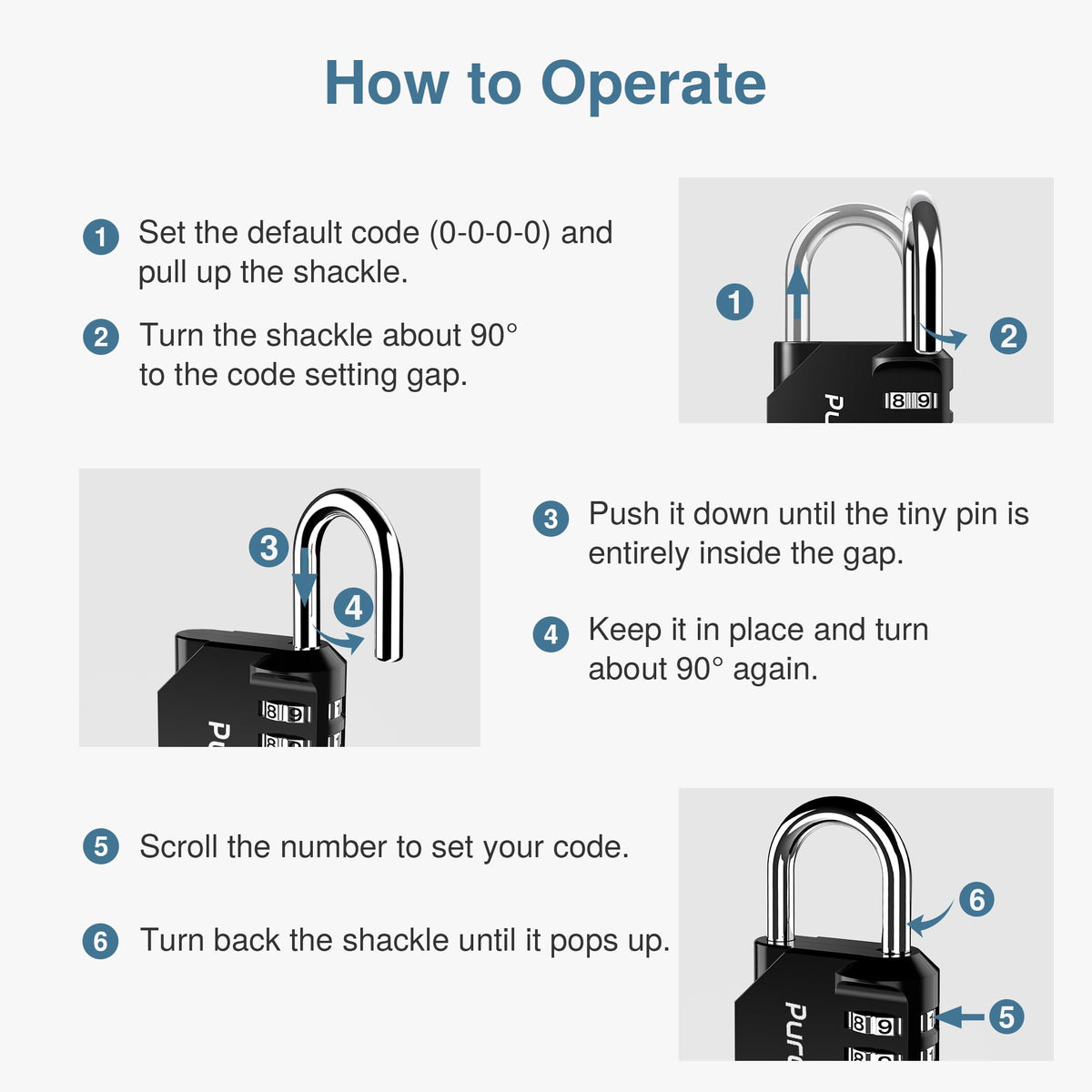 Puroma compact and portable 10-pack padlocks.