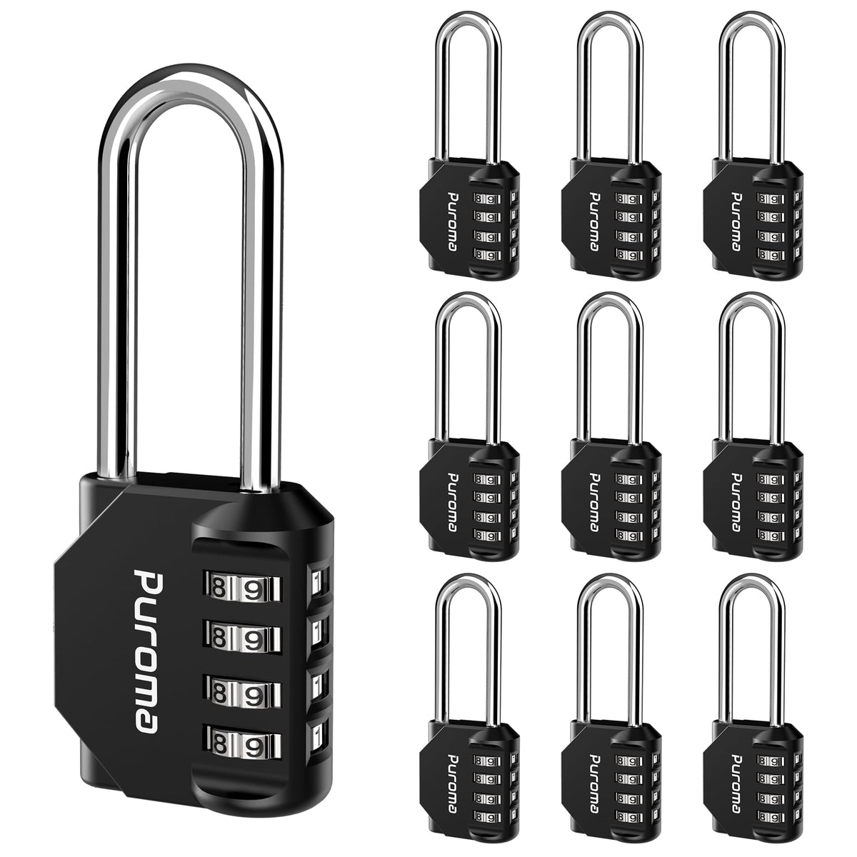 Puroma 10 pack padlock with 2.6 inch shackle for versatile outdoor security