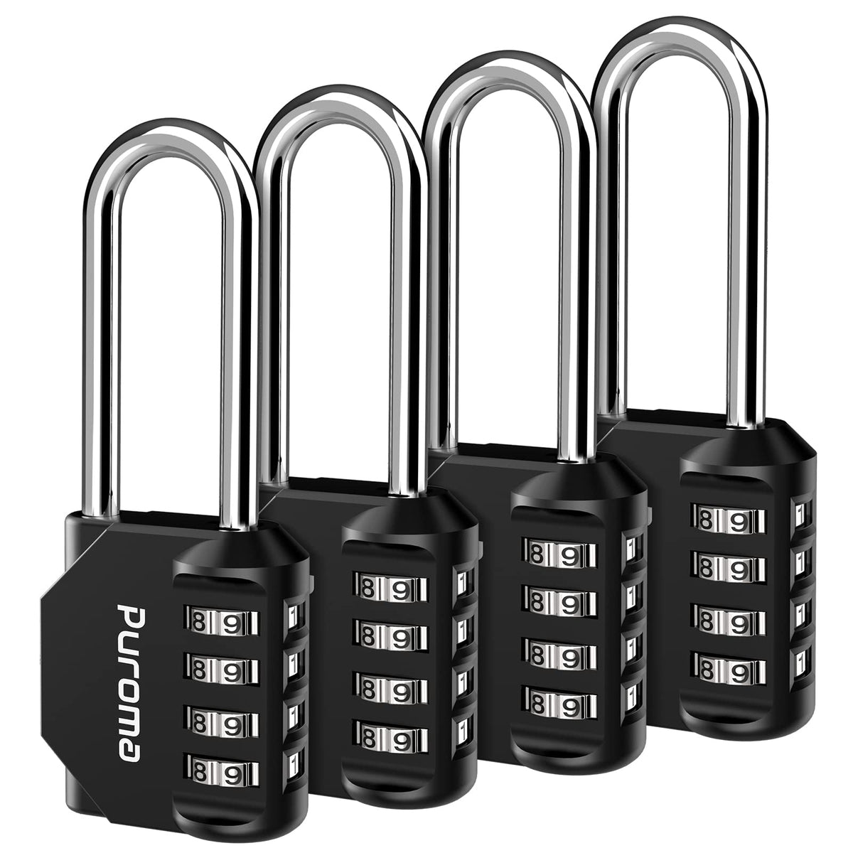 Puroma 4-pack padlock front view shows compact design and security