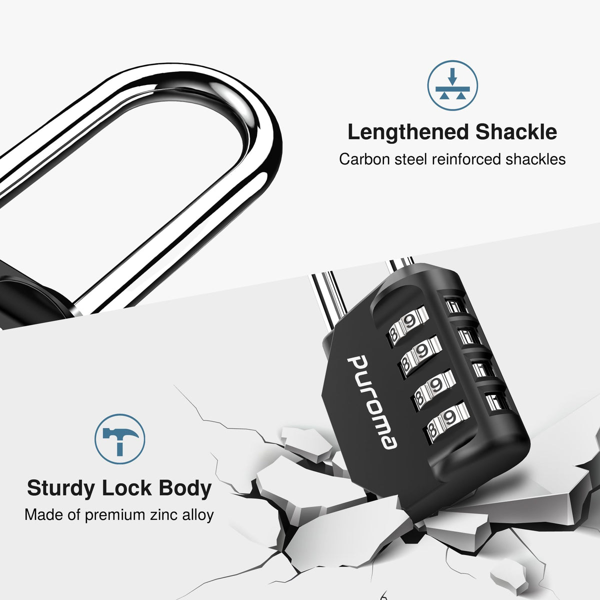 Durable zinc alloy and steel construction for reliable security