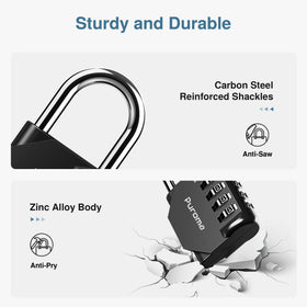 Puroma durable zinc alloy and steel padlock for daily use.