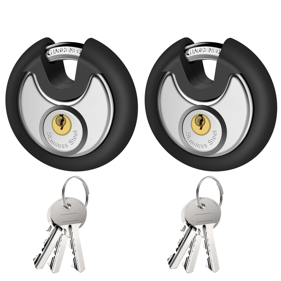 Puroma keyed padlock with stainless steel body for strong locker and gate security.