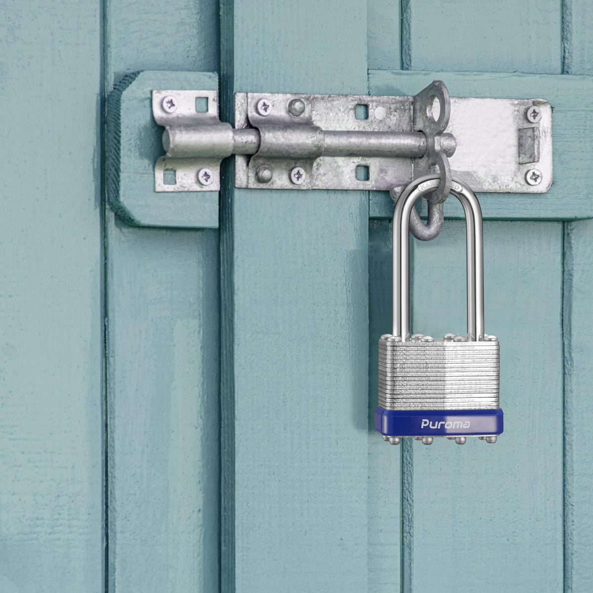 Puroma lock set secures gates, sheds, fences, and storage spaces with reliable hardware.