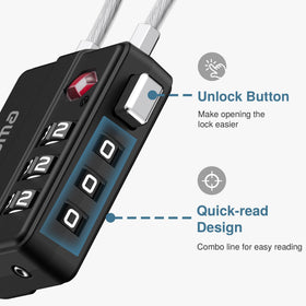 A lightweight Puroma lock stays unobtrusive during travel and keeps items safe.