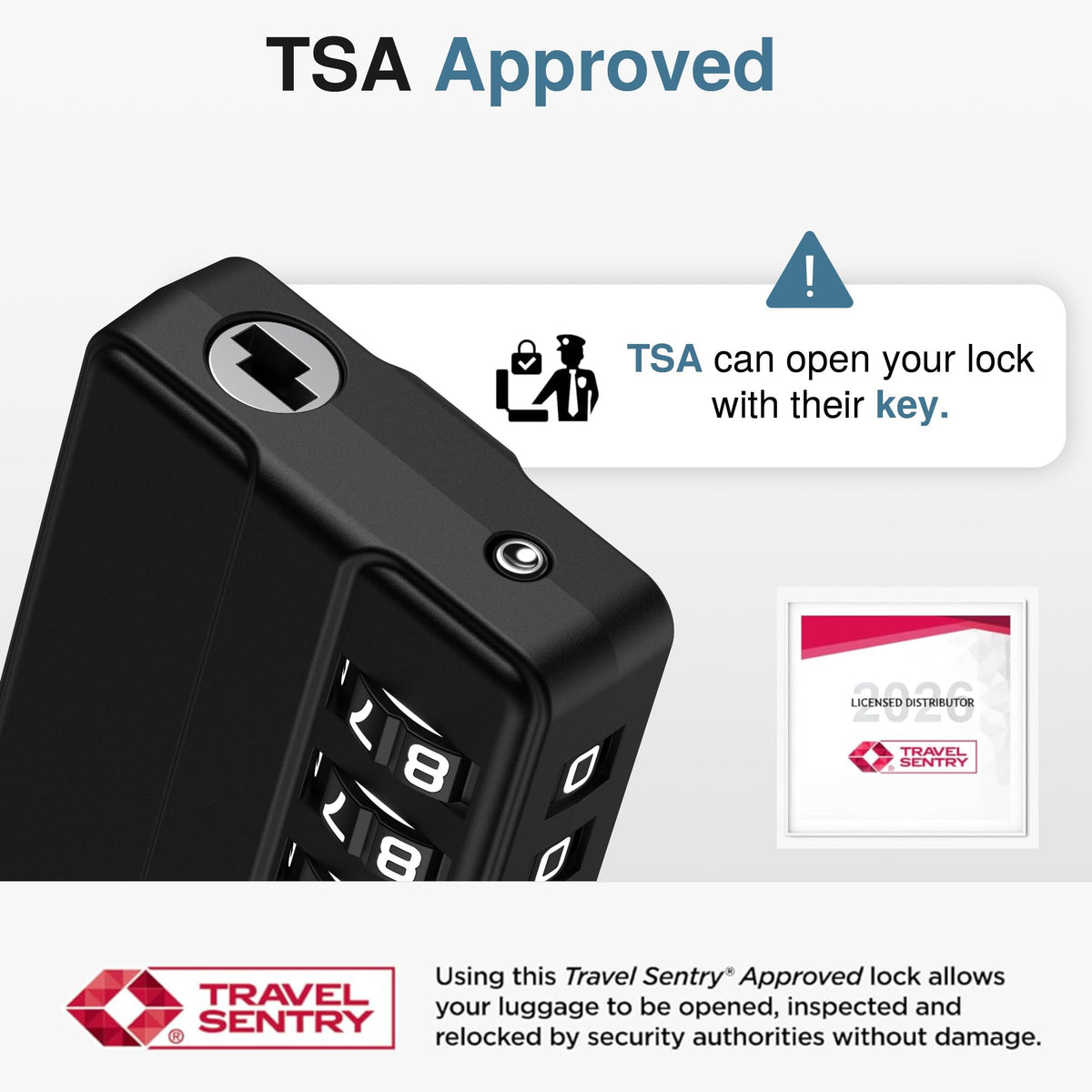 Clear white numerals on Puroma locks aid quick checks in dim airports.