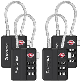 Puroma TSA locks display 3-digit dials for secure luggage on the go.