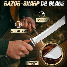 Purple Dragon D2 steel tanto tip for rugged piercing and prep work.