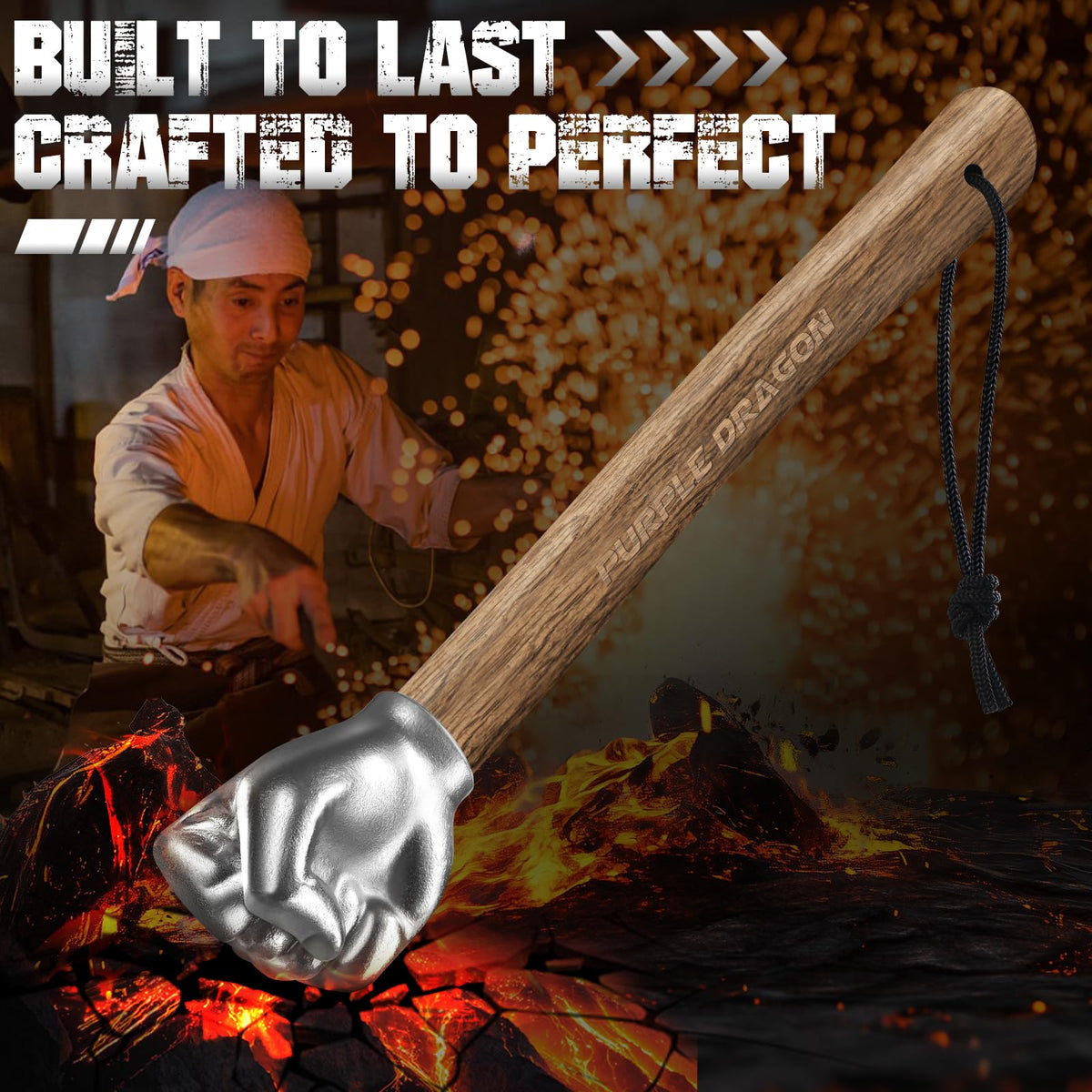 Purple Dragon fist hammer stainless steel construction for durability.