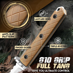 Purple Dragon G10 handle provides ergonomic, fatigue-resistant grip during long outdoor sessions.