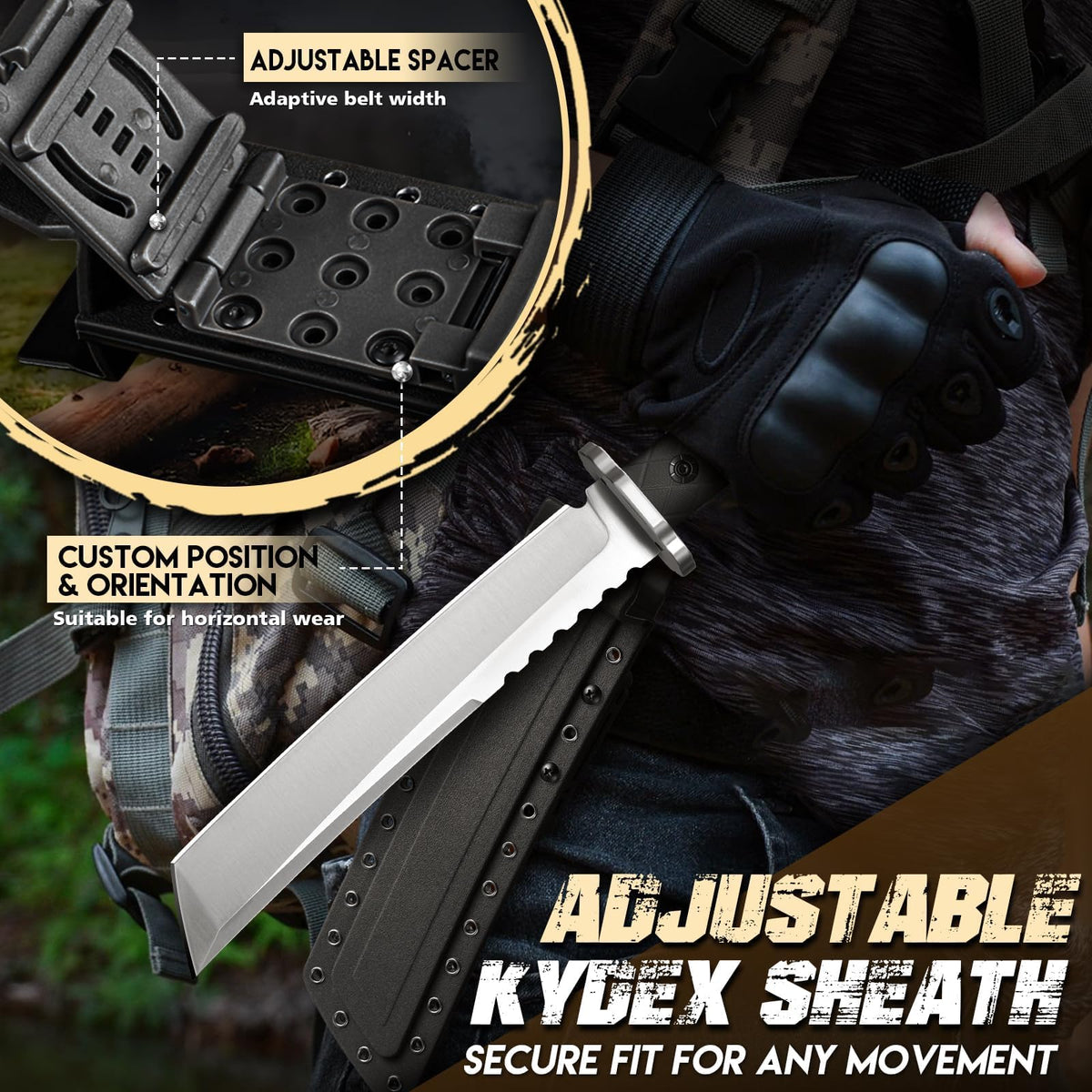 Purple Dragon Kydex sheath for safe, quick access and weather resistance.