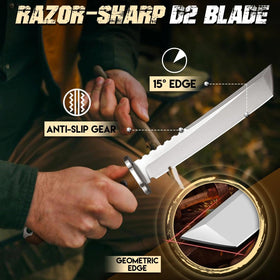 Purple Dragon Tanto knife full tang handle offers durable grip for rugged outdoor tasks.