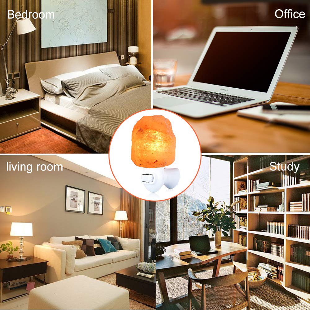 Pursalt 2-pack Himalayan salt lamp night light enhances room ambiance.