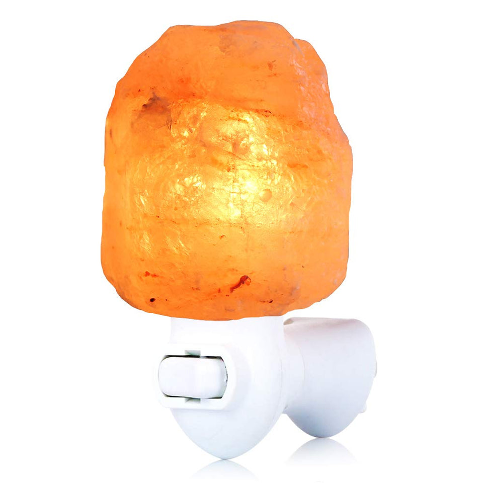 Pursalt Himalayan salt lamp night light with warm pink glow.
